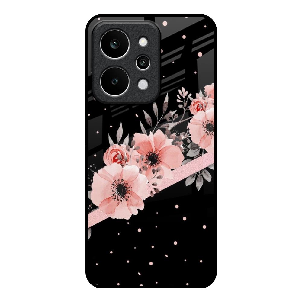 Floral Black Band Realme P4 Power 5G Glass Back Cover Online