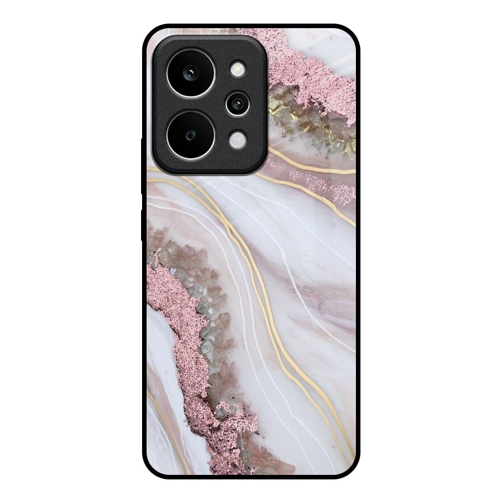 Pink & Gold Gllitter Marble Realme P4 Power 5G Glass Back Cover Online