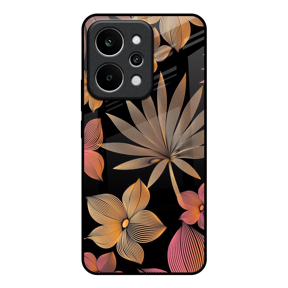 Lines Pattern Flowers Realme P4 Power 5G Glass Back Cover Online