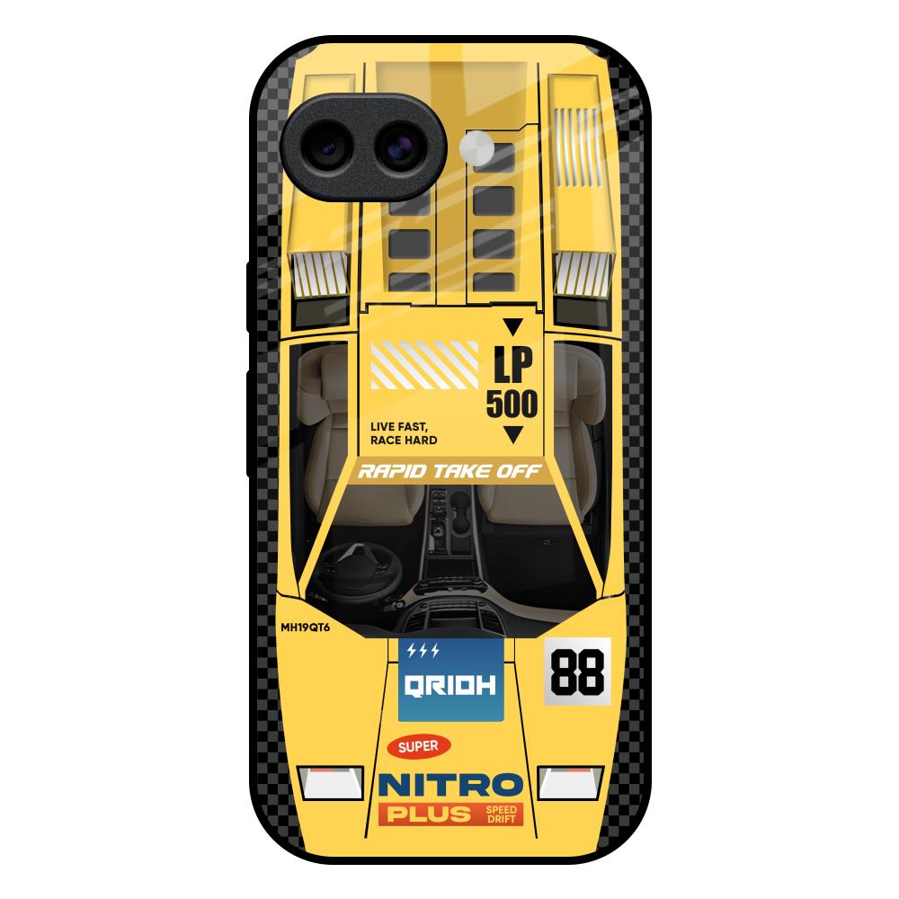 Yellow Racing Car Google Pixel 10A 5G Glass Back Cover Online