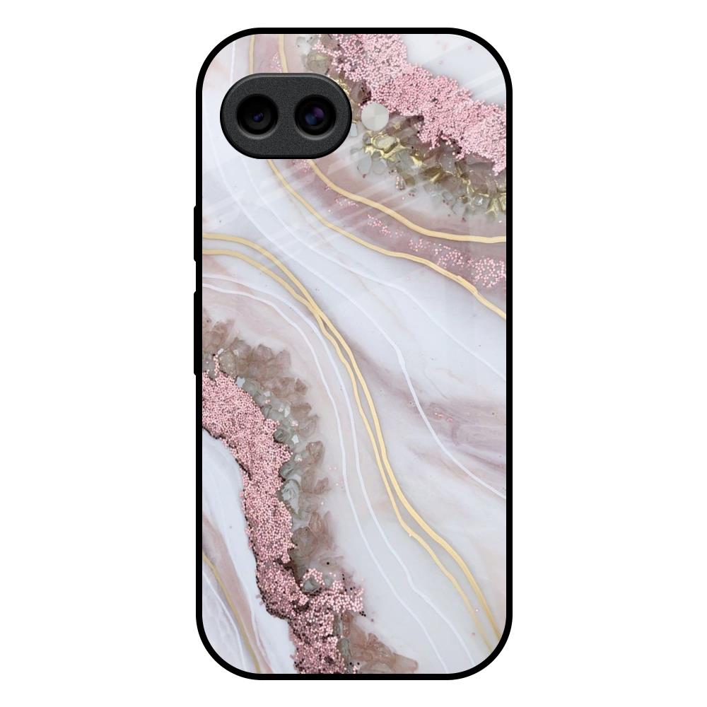Pink & Gold Gllitter Marble Google Pixel 10A 5G Glass Back Cover Online