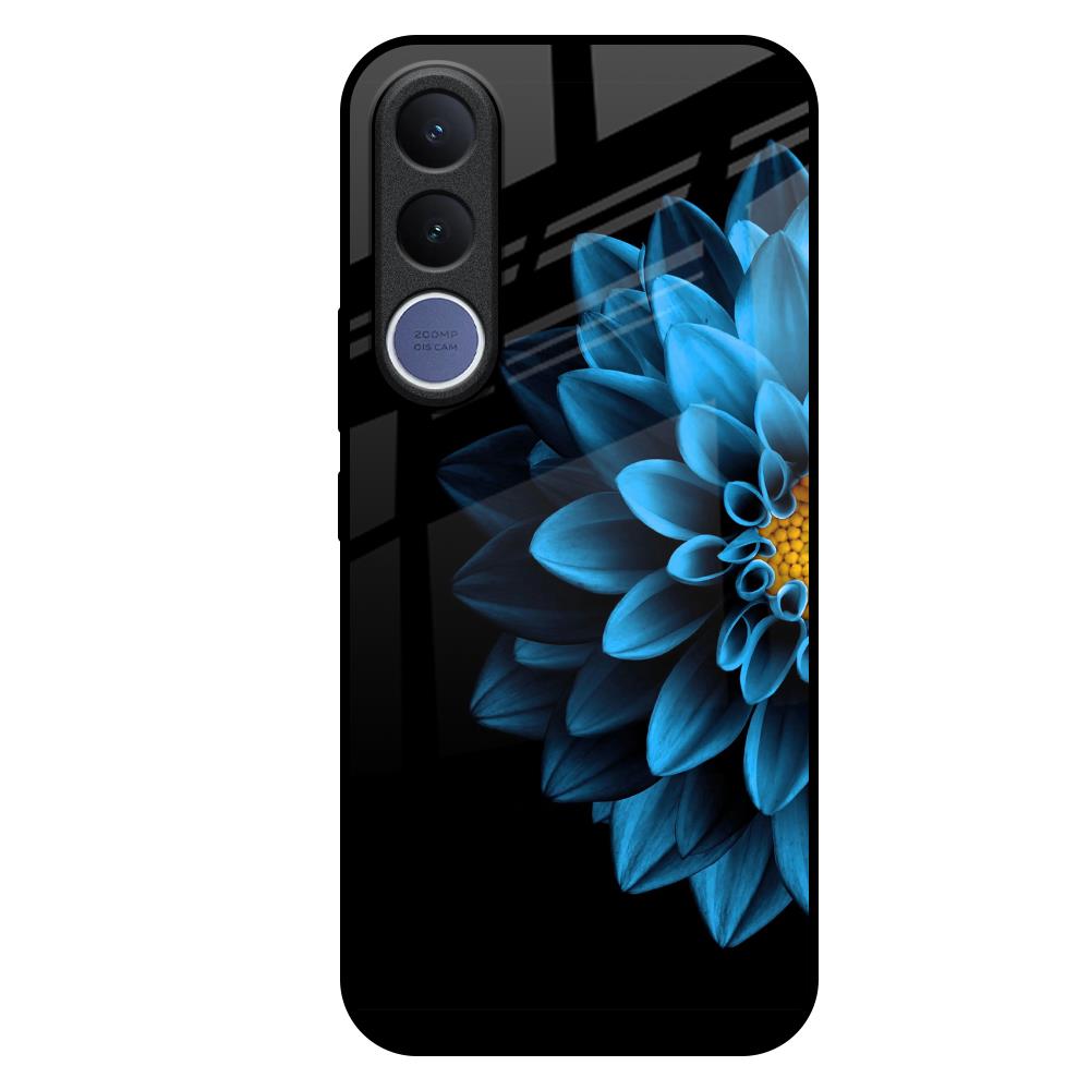Half Blue Flower Vivo V70 FE 5G Glass Back Cover Online