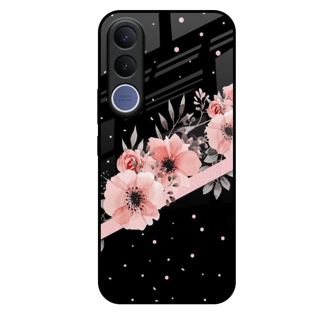 Floral Black Band Vivo V70 FE 5G Glass Back Cover Online