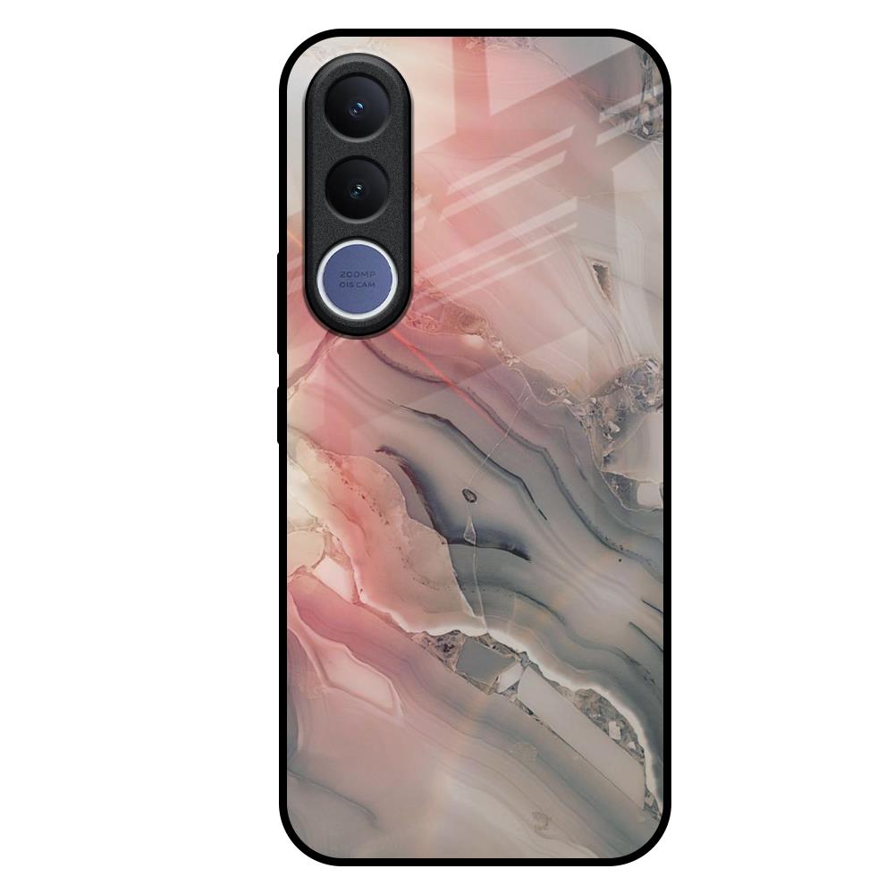 Pink And Grey Marble Vivo V70 FE 5G Glass Back Cover Online