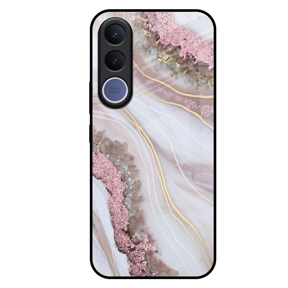 Pink & Gold Gllitter Marble Vivo V70 FE 5G Glass Back Cover Online