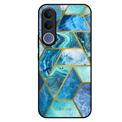 Turquoise Geometrical Marble Vivo V70 FE 5G Glass Back Cover Online