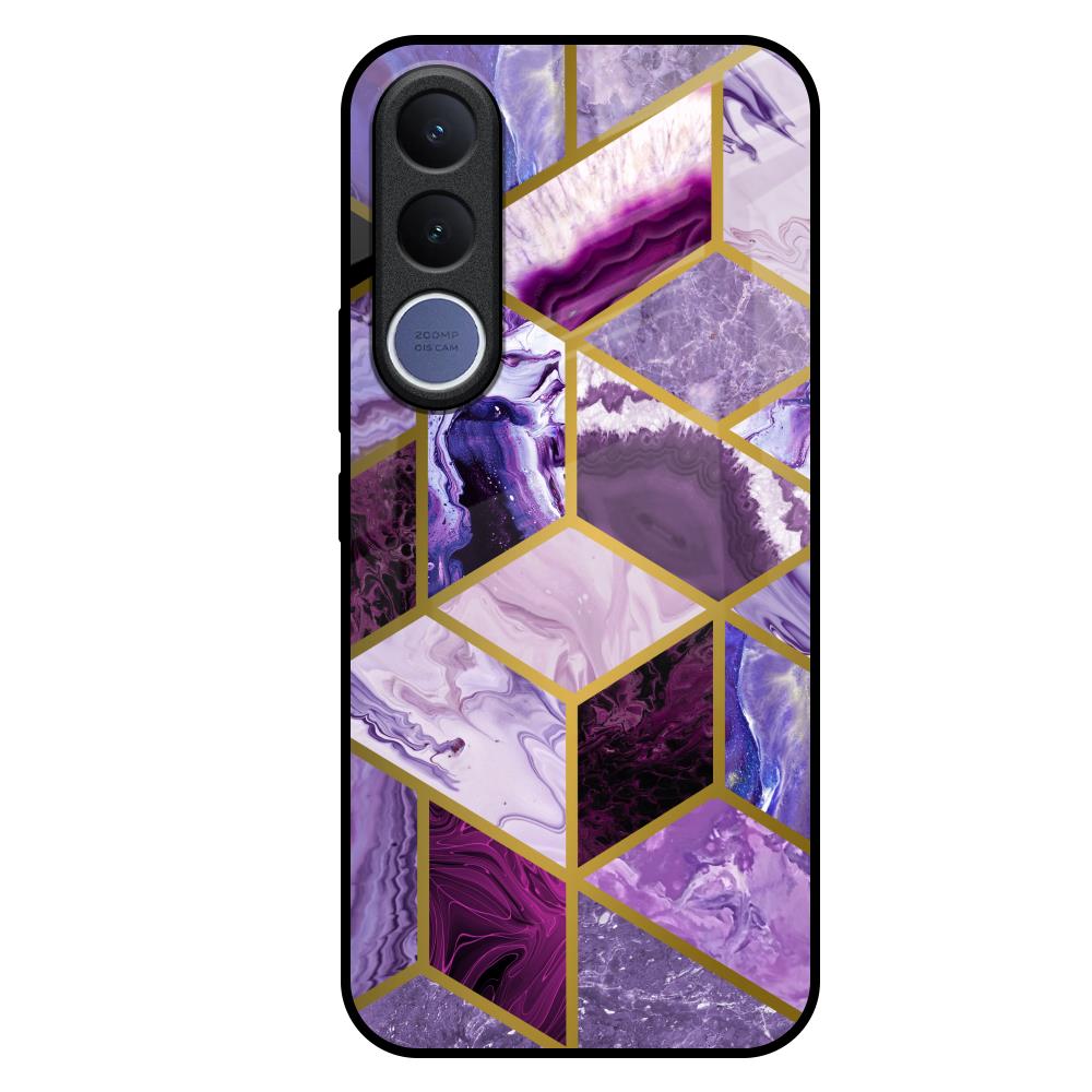 Purple Rhombus Marble Vivo V70 FE 5G Glass Back Cover Online