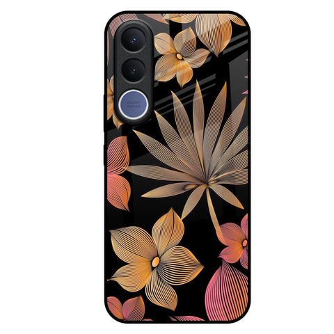 Lines Pattern Flowers Vivo V70 FE 5G Glass Back Cover Online