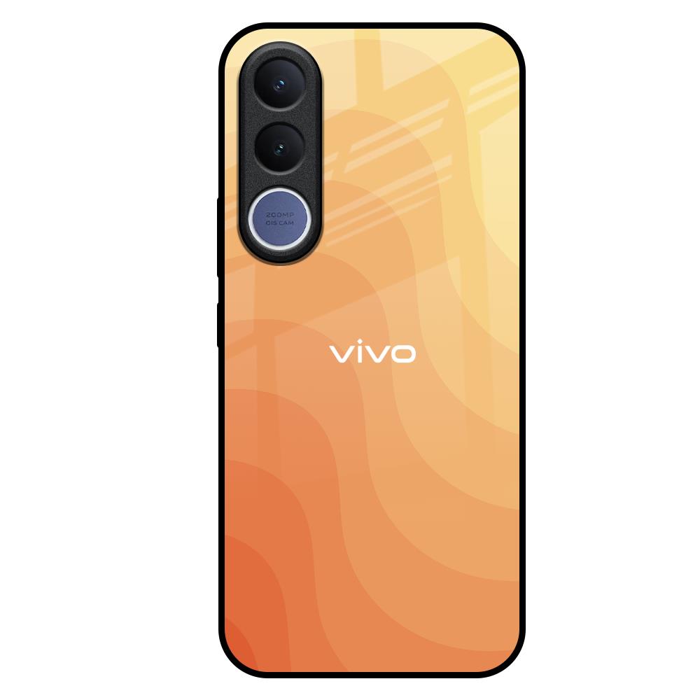 Orange Curve Pattern Vivo V70 FE 5G Glass Back Cover Online
