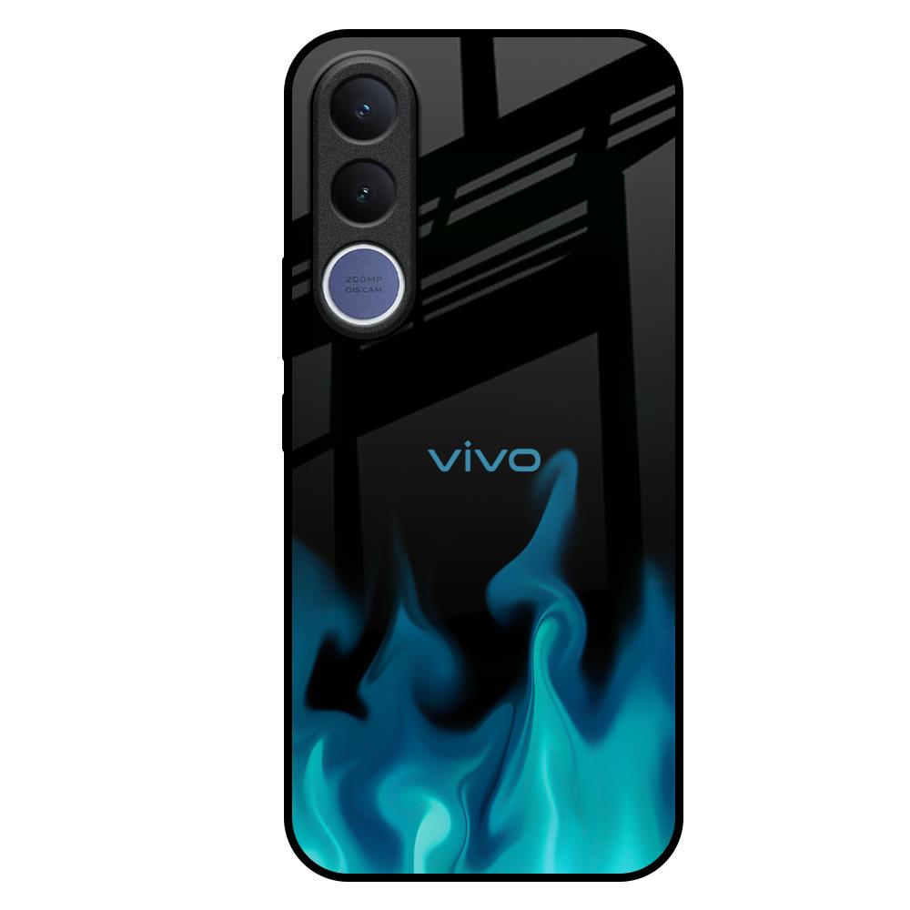 Teal Flames Vivo V70 FE 5G Glass Back Cover Online