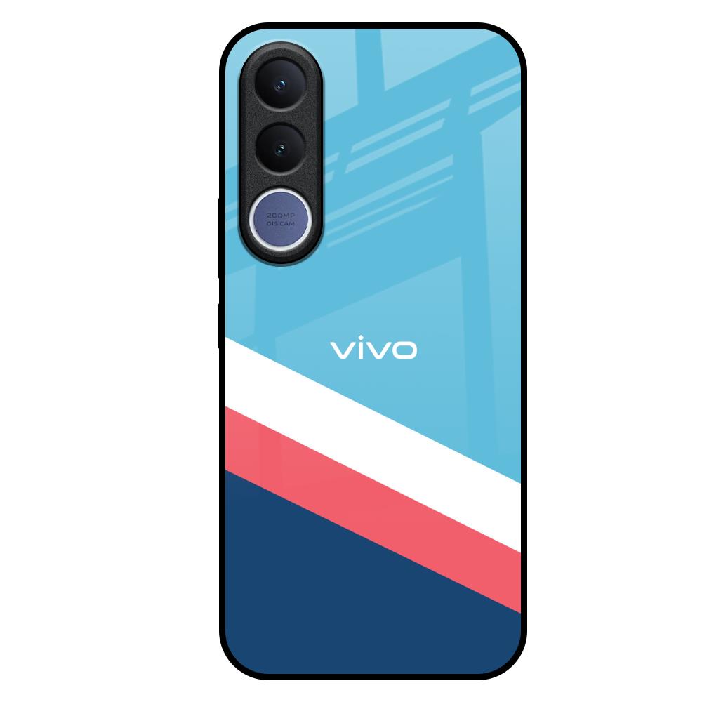 Pink & White Stripes Vivo V70 FE 5G Glass Back Cover Online