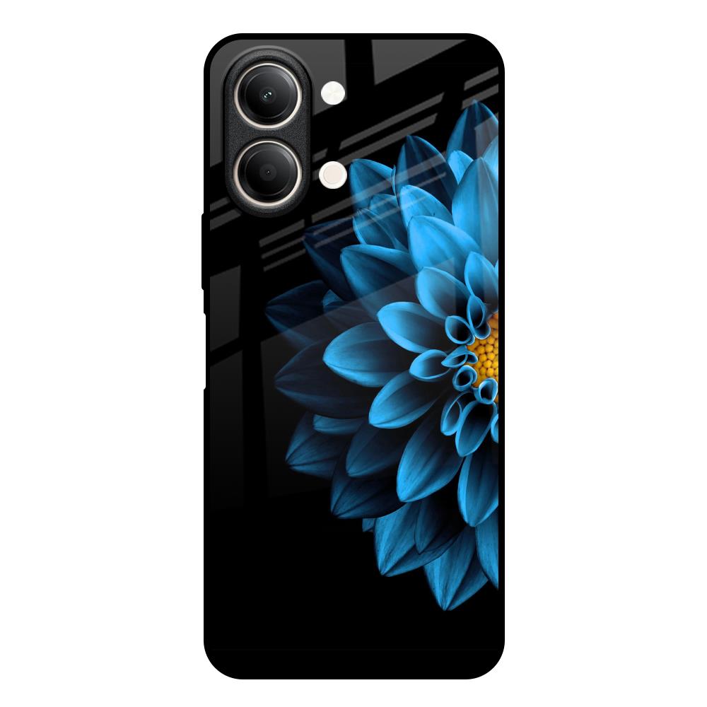 Half Blue Flower Vivo Y21 5G Glass Back Cover Online