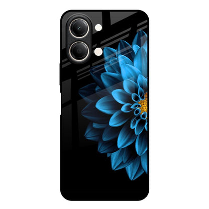 Half Blue Flower Vivo Y21 5G Glass Back Cover Online