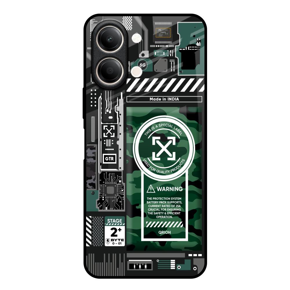 Green Camo Circuit Vivo Y21 5G Glass Back Cover Online