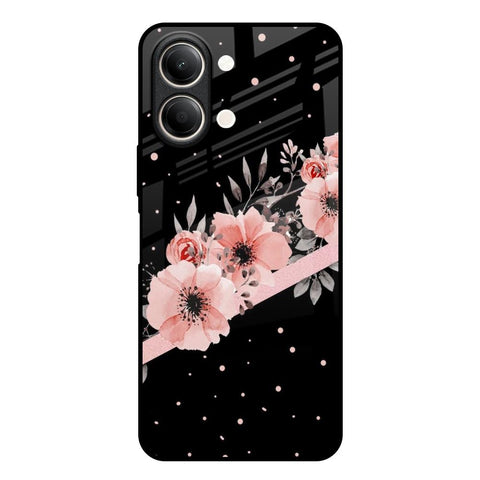 Floral Black Band Vivo Y21 5G Glass Back Cover Online