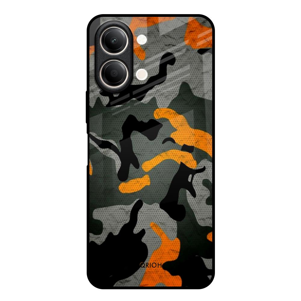 Camouflage Orange Vivo Y21 5G Glass Back Cover Online