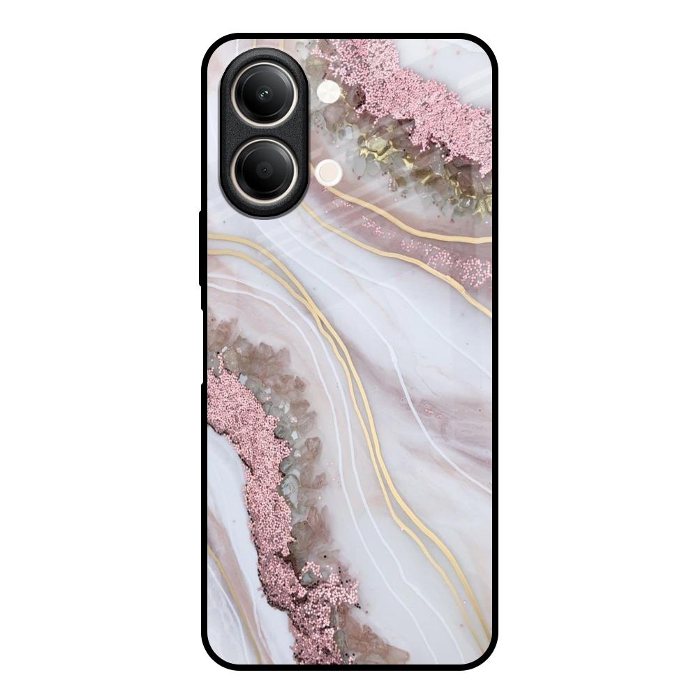 Pink & Gold Gllitter Marble Vivo Y21 5G Glass Back Cover Online