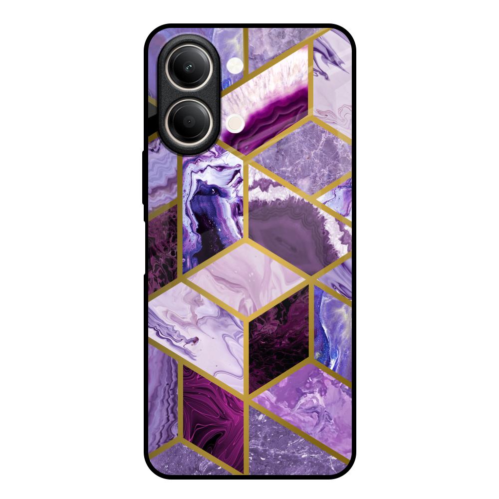 Purple Rhombus Marble Vivo Y21 5G Glass Back Cover Online