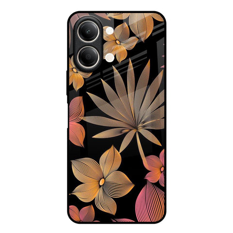 Lines Pattern Flowers Vivo Y21 5G Glass Back Cover Online