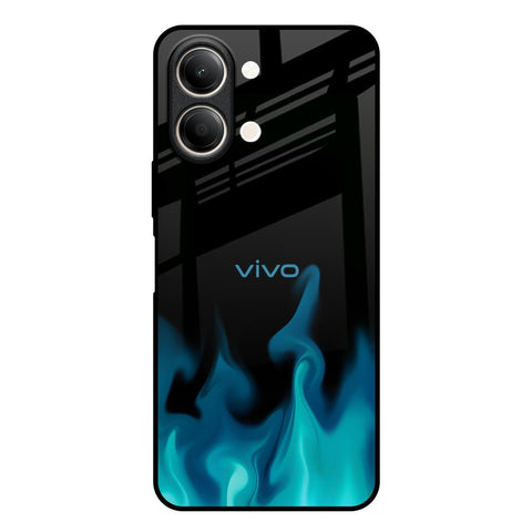 Teal Flames Vivo Y21 5G Glass Back Cover Online