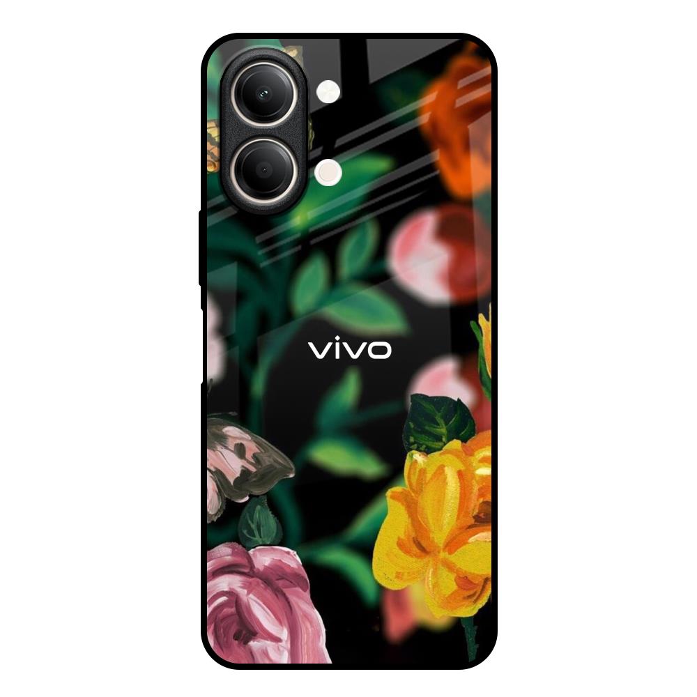 Flowers & Butterfly Vivo Y21 5G Glass Back Cover Online