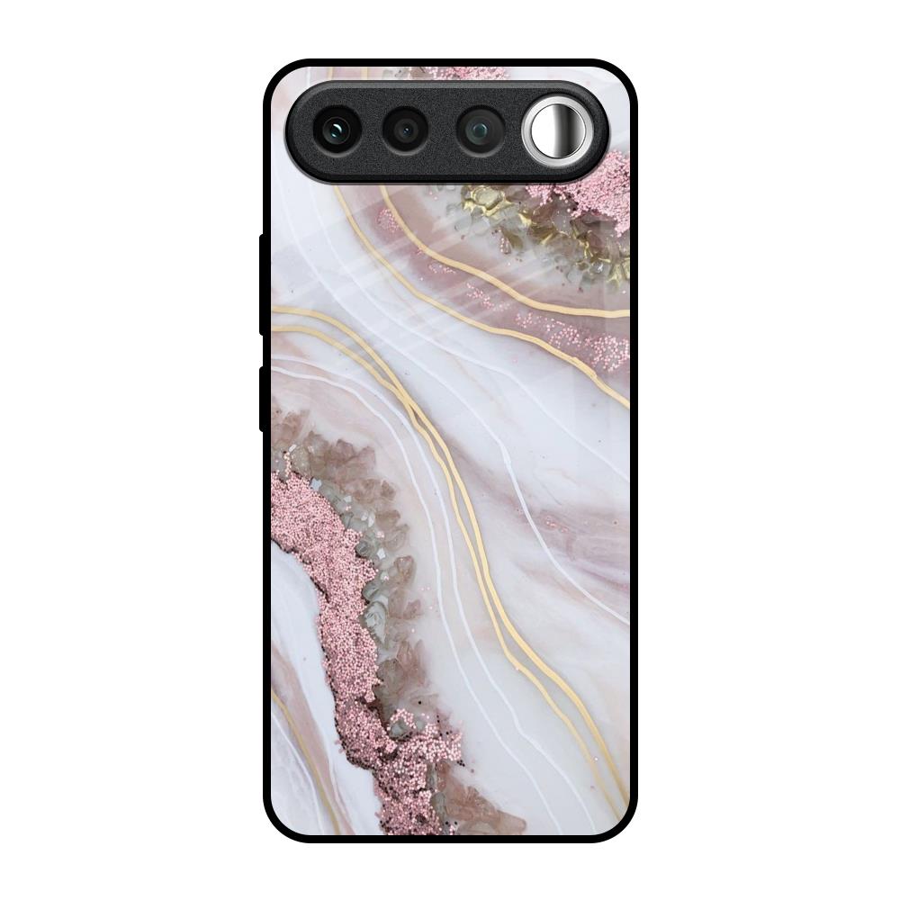Pink & Gold Gllitter Marble Realme 16 5G Glass Back Cover Online