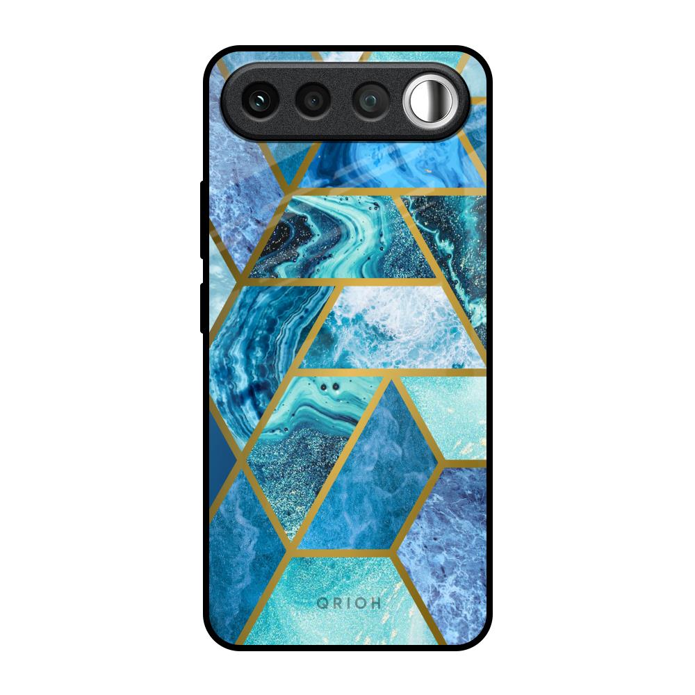 Turquoise Geometrical Marble Realme 16 5G Glass Back Cover Online