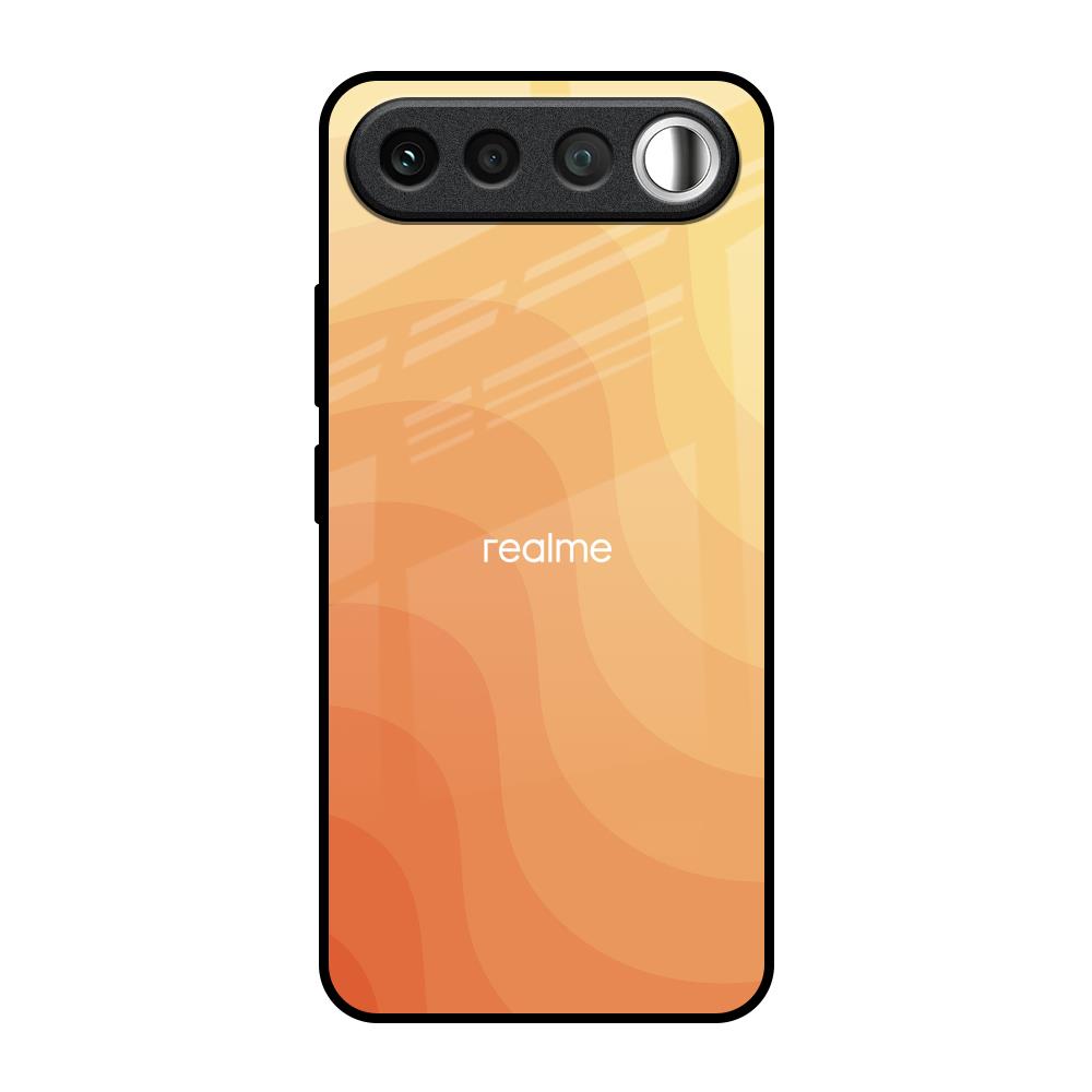 Orange Curve Pattern Realme 16 5G Glass Back Cover Online