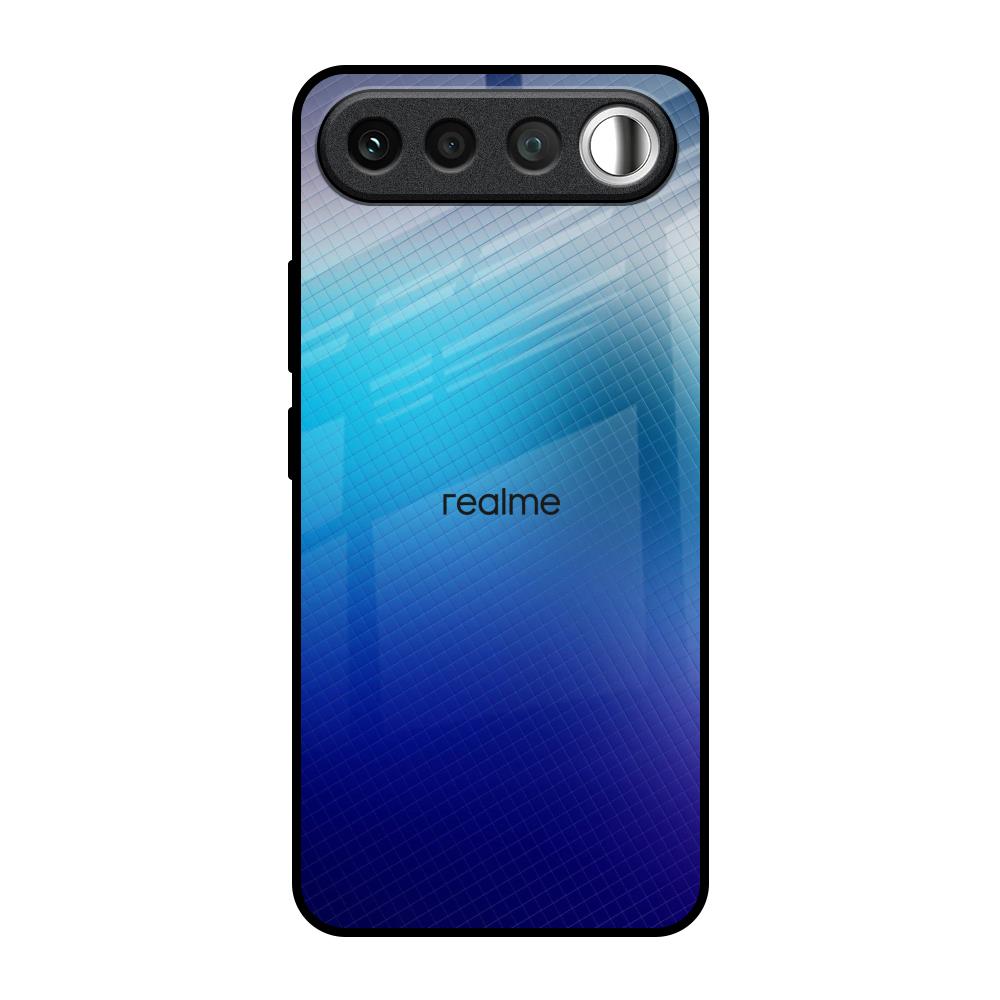 Blue Rhombus Pattern Realme 16 5G Glass Back Cover Online