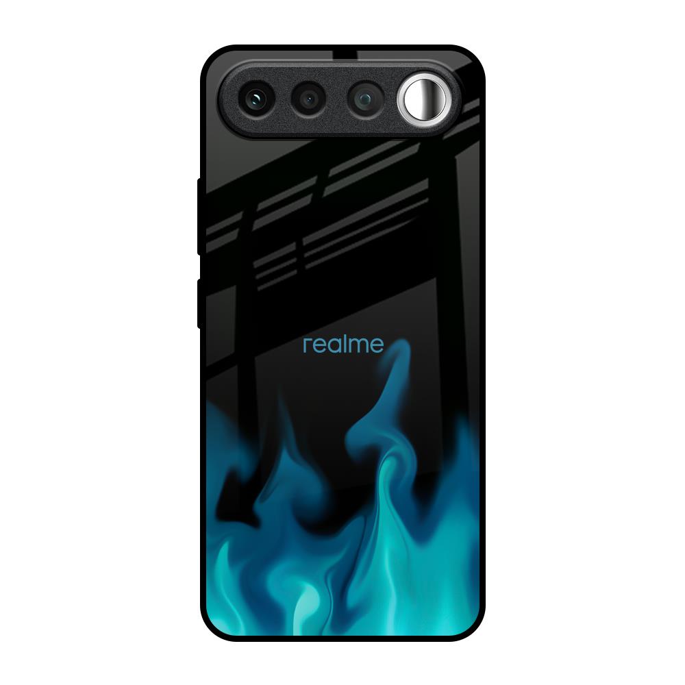 Teal Flames Realme 16 5G Glass Back Cover Online