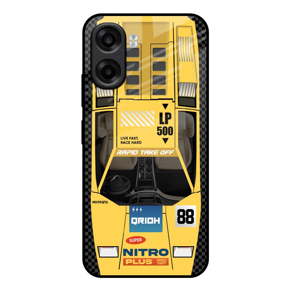 Yellow Racing Car OPPO K14x 5G Glass Back Cover Online