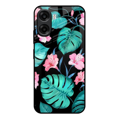 Tropical Leaves & Pink Flowers OPPO K14x 5G Glass Back Cover Online