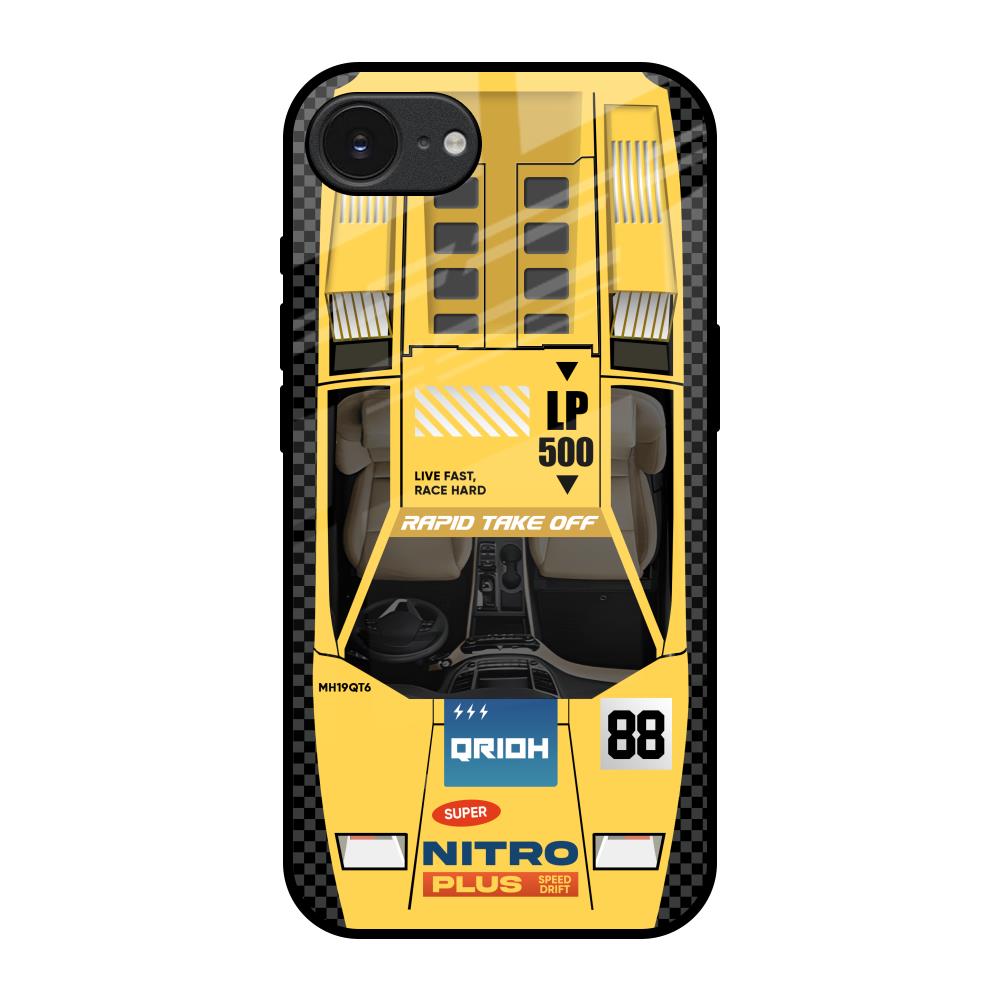 Yellow Racing Car Apple iPhone 17e Glass Back Cover Online