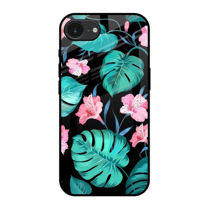 Tropical Leaves & Pink Flowers Apple iPhone 17e Glass Back Cover Online