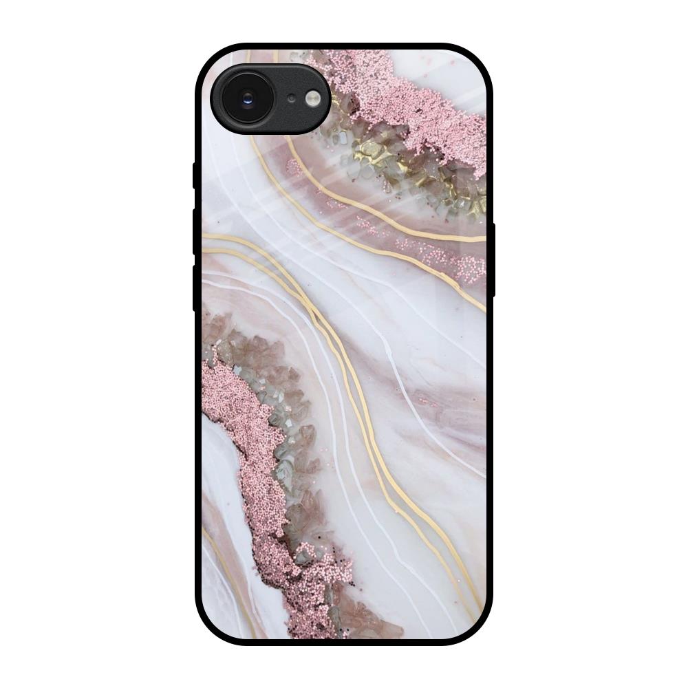 Pink & Gold Gllitter Marble Apple iPhone 17e Glass Back Cover Online