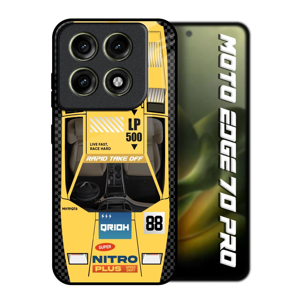Yellow Racing Car Motorola Edge 70 Pro 5G Glass Back Cover Online