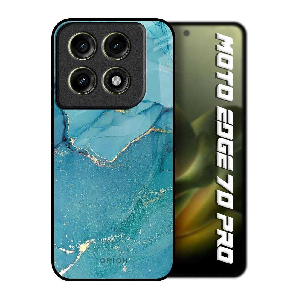 Blue Golden Glitter Motorola Edge 70 Pro 5G Glass Back Cover Online