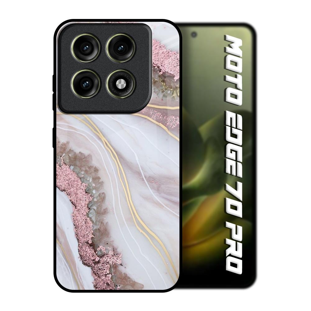 Pink & Gold Gllitter Marble Motorola Edge 70 Pro 5G Glass Back Cover Online