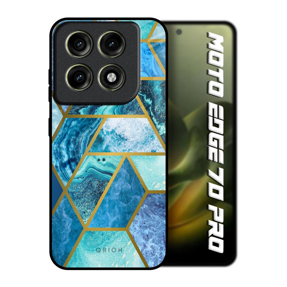 Turquoise Geometrical Marble Motorola Edge 70 Pro 5G Glass Back Cover Online