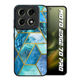 Turquoise Geometrical Marble Motorola Edge 70 Pro 5G Glass Back Cover Online