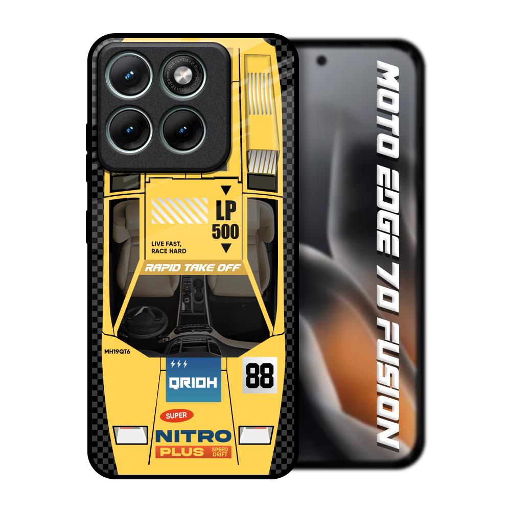 Yellow Racing Car Motorola Edge 70 Fusion 5G Glass Back Cover Online