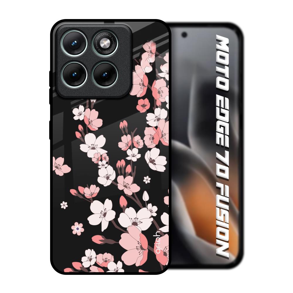 Black Cherry Blossom Motorola Edge 70 Fusion 5G Glass Back Cover Online