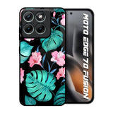Tropical Leaves & Pink Flowers Motorola Edge 70 Fusion 5G Glass Back Cover Online