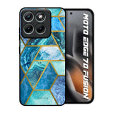Turquoise Geometrical Marble Motorola Edge 70 Fusion 5G Glass Back Cover Online