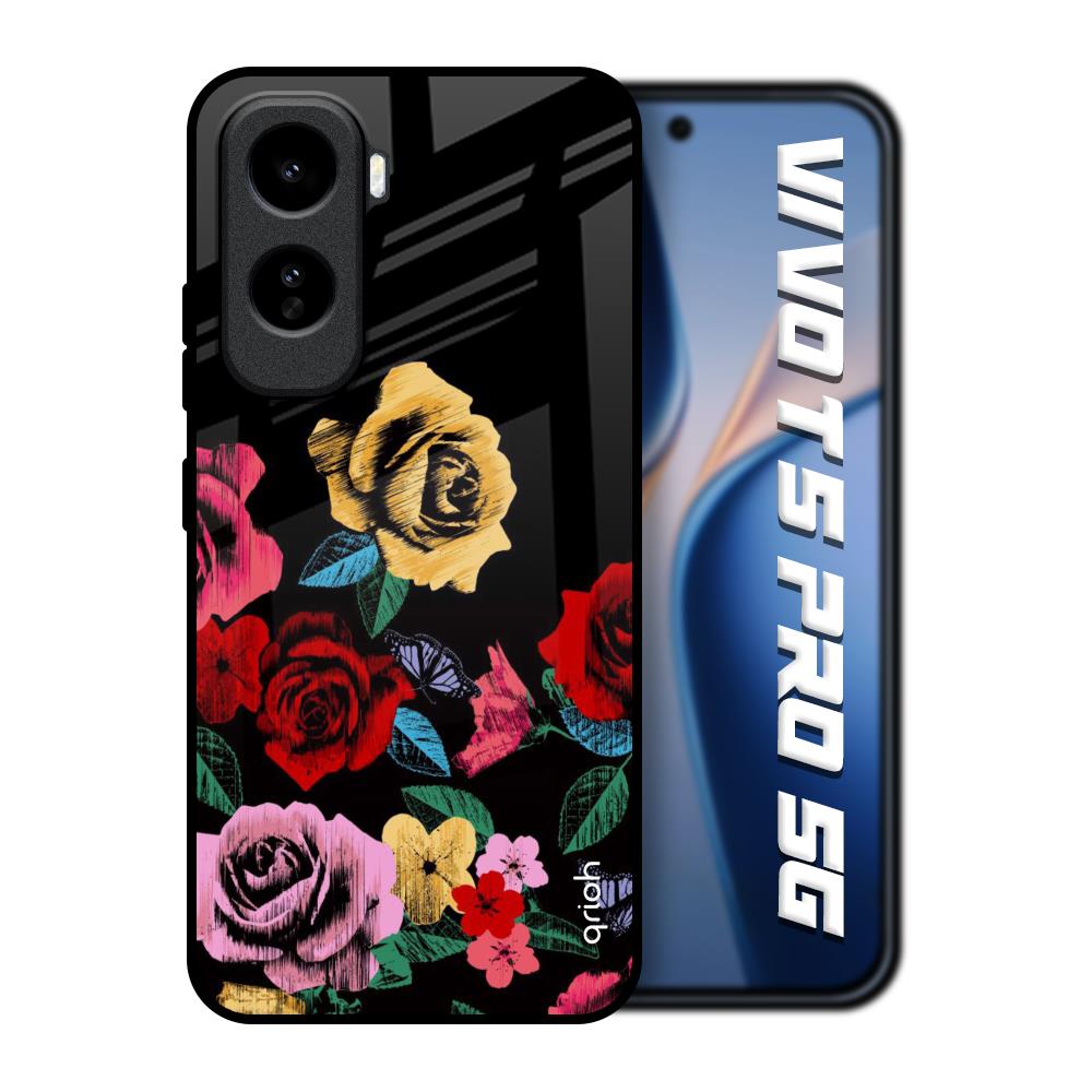 Floral Decorative Vivo T5 Pro 5G Glass Back Cover Online