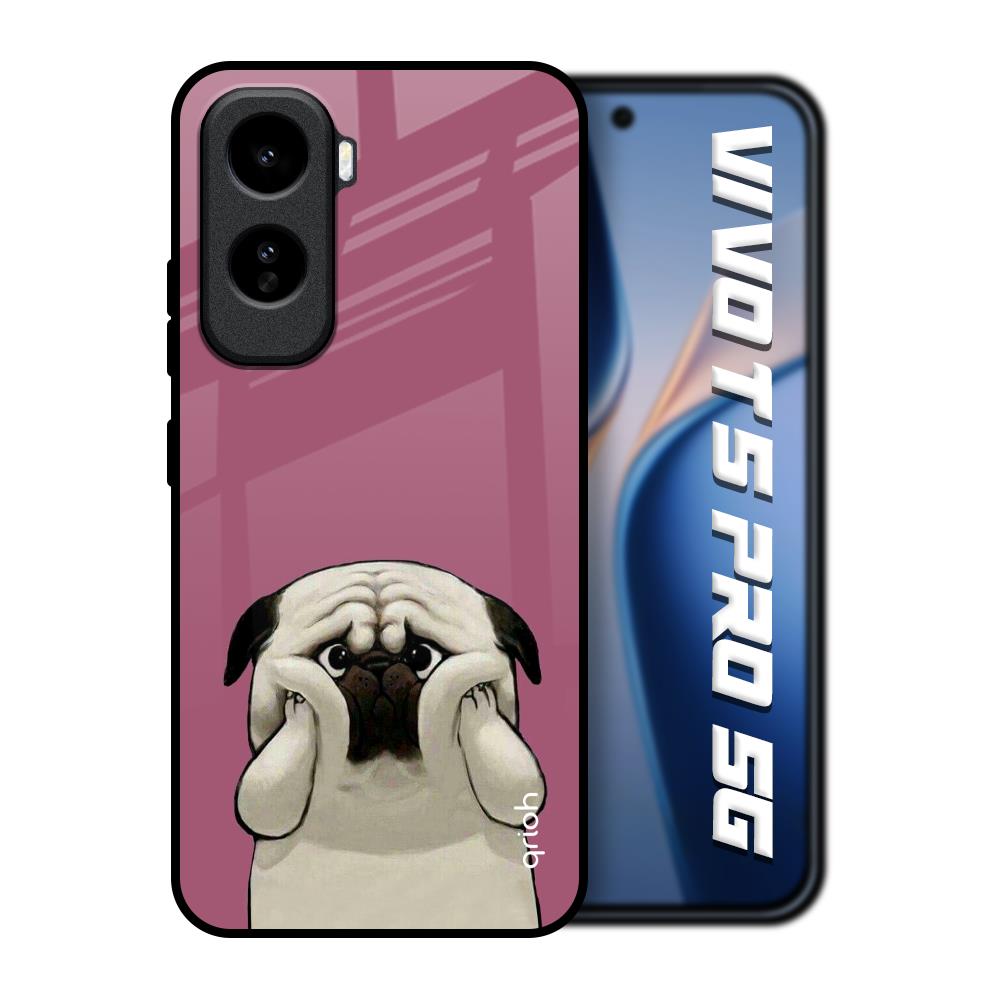 Funny Pug Face Vivo T5 Pro 5G Glass Back Cover Online