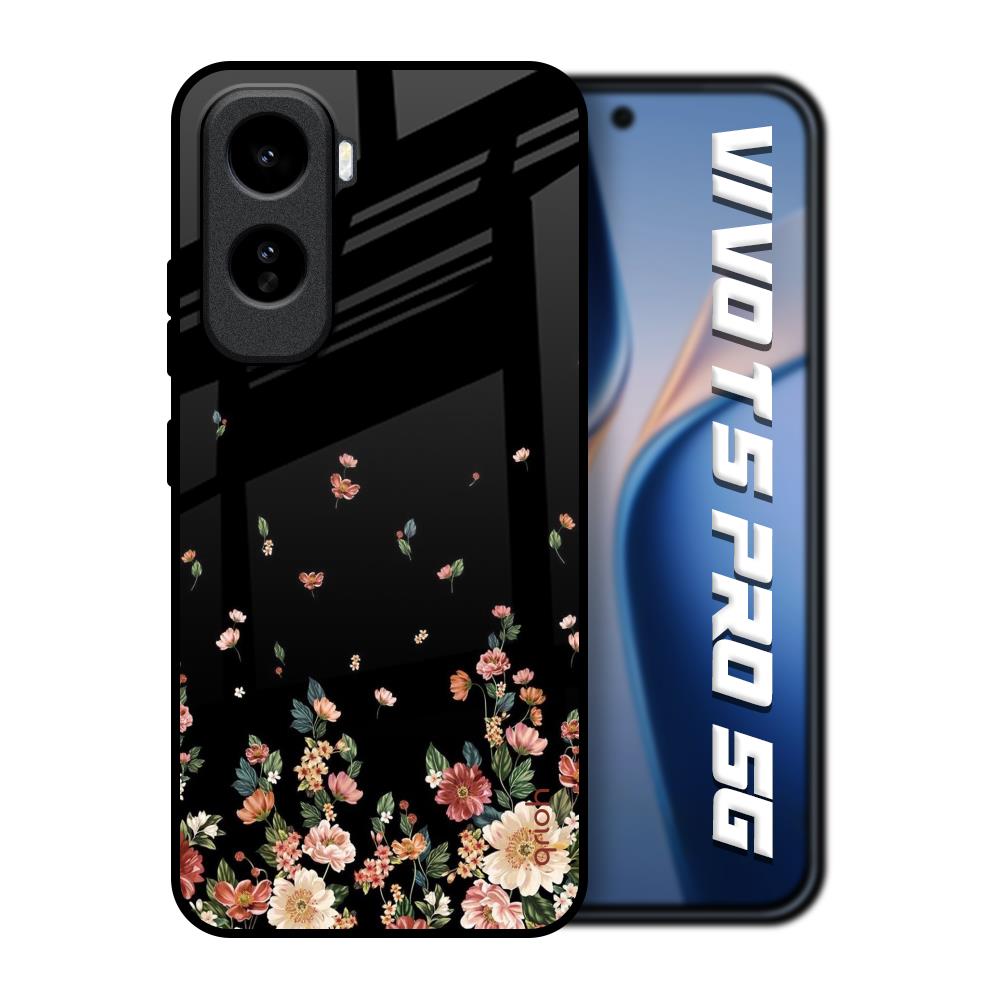 Floating Floral Print Vivo T5 Pro 5G Glass Back Cover Online