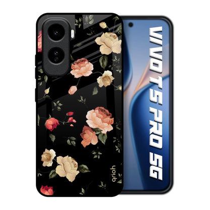 Black Spring Floral Vivo T5 Pro 5G Glass Back Cover Online