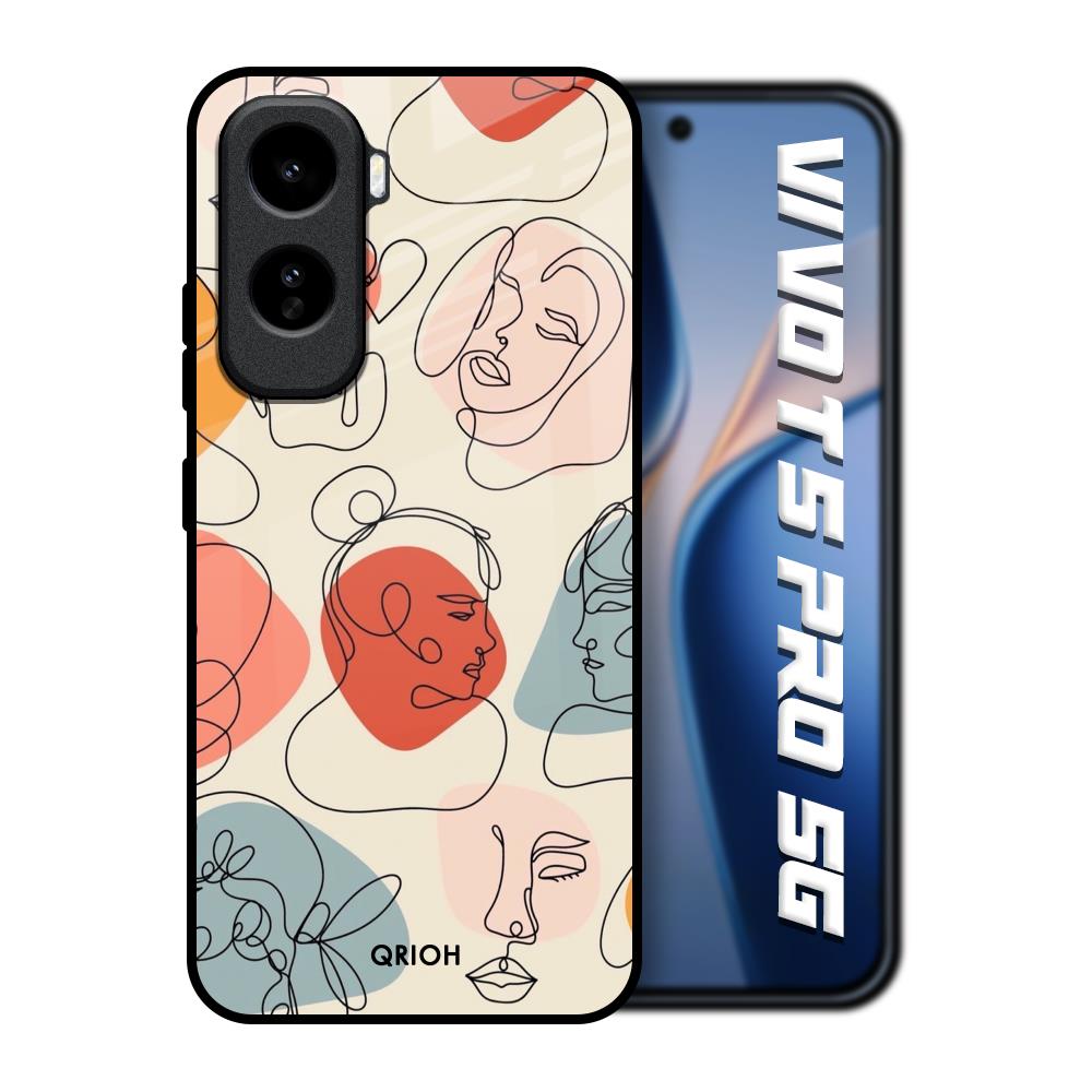 Abstract Faces Vivo T5 Pro 5G Glass Back Cover Online