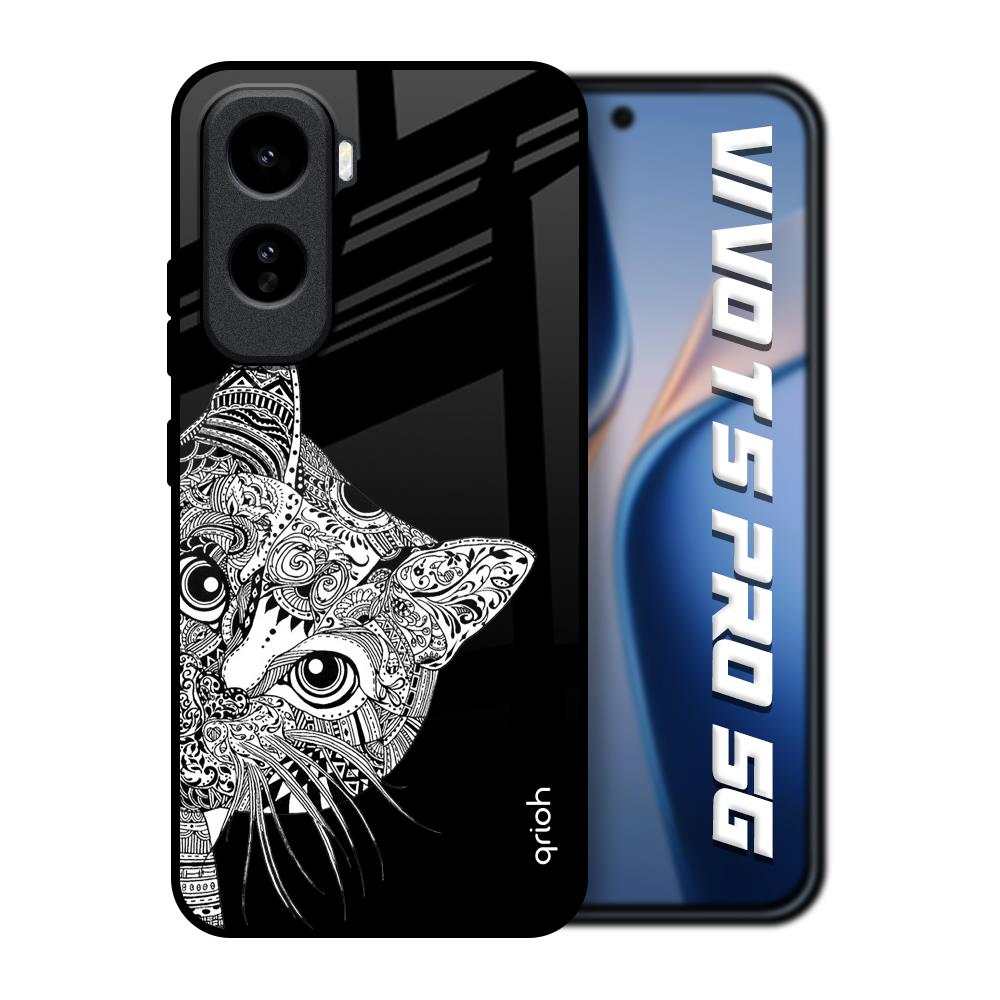 Kitten Mandala Vivo T5 Pro 5G Glass Back Cover Online
